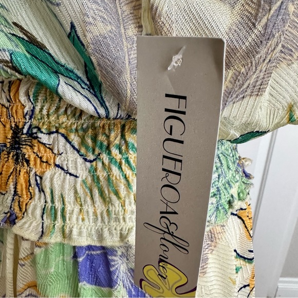 Figueroa & Flower Women's Multicolor Floral Midi Shirred Waist Dress NWT Size L - Picture 3 of 15